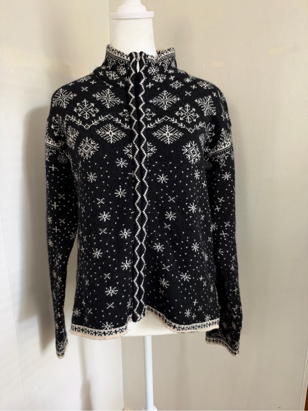 Vintage Obermeyer 1947 Signature Wool Full Zip Cardigan Sweater Jacket Size S